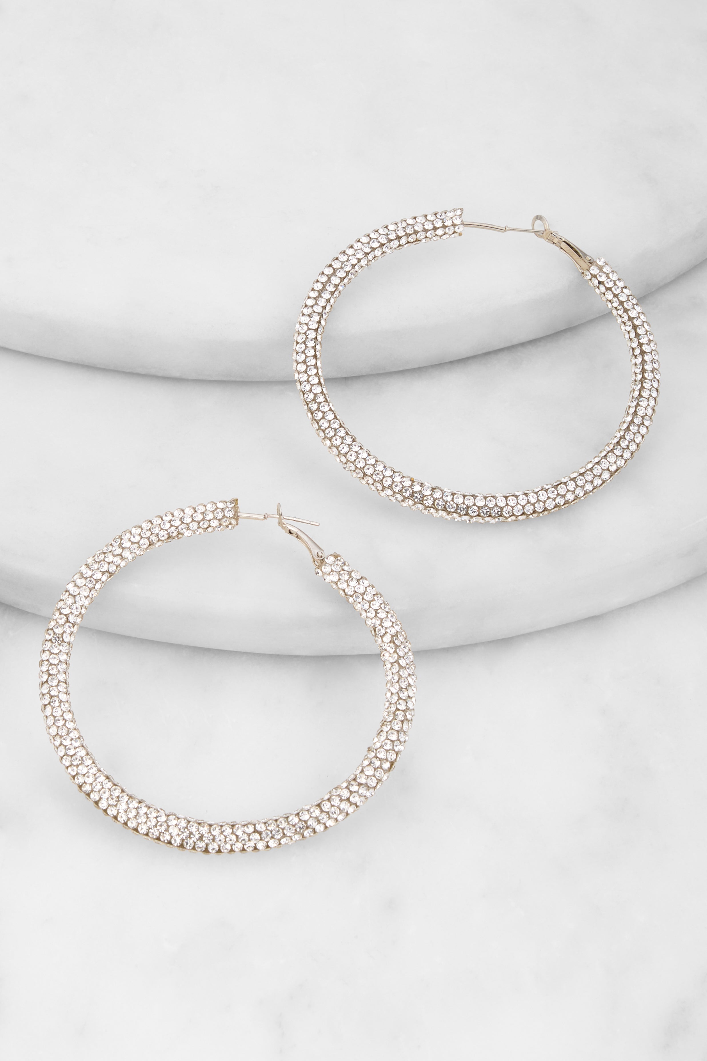 Metallic Rhinestone Hoop Earrings、mySite、camillekostekn