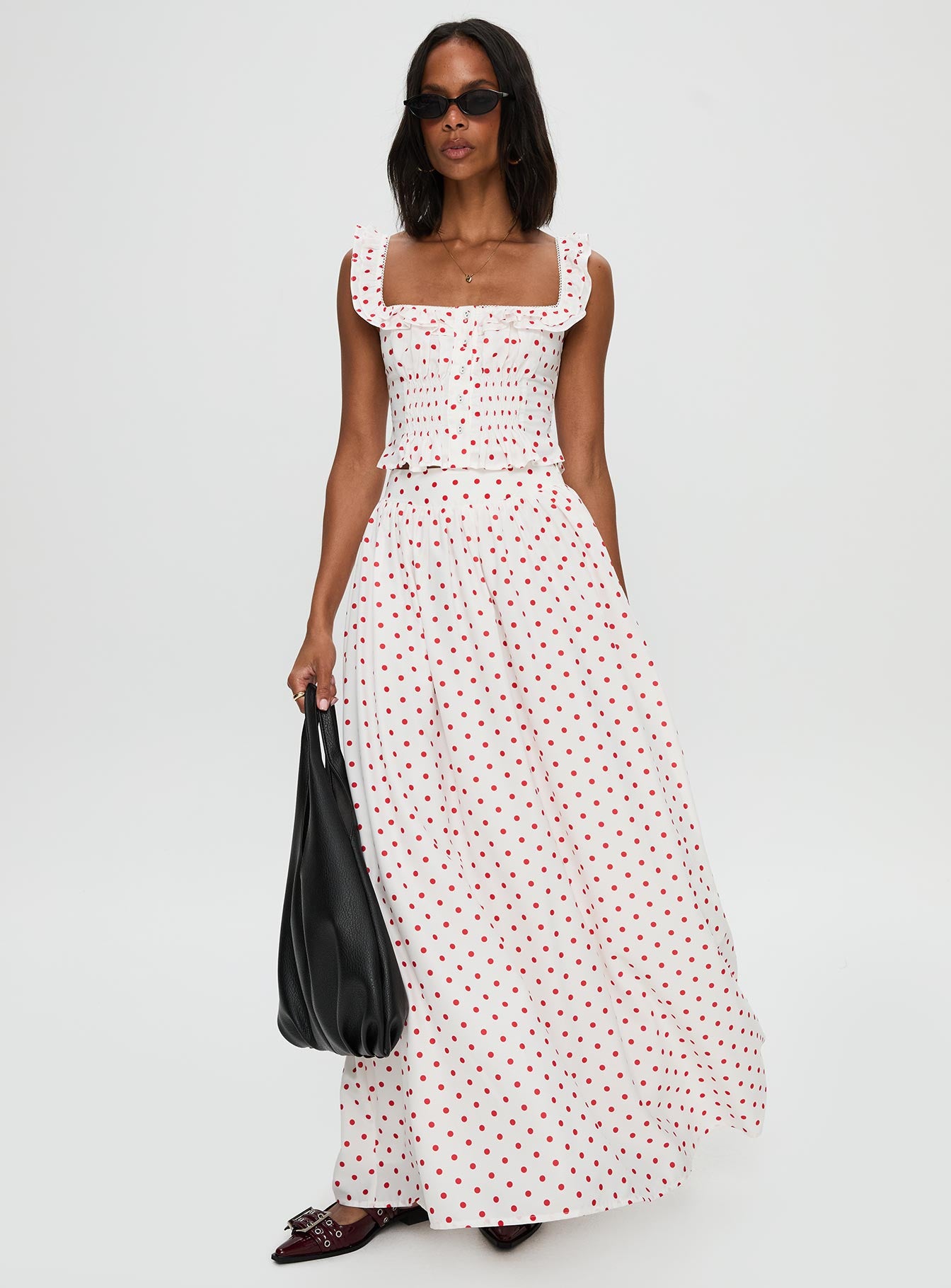 Valerio Maxi Skirt White / Red、mySite、solidvoid