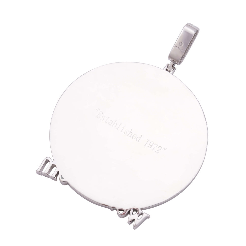 B Custom Moissanite Circle Pendant 14K White Gold、mySite、hinf8tx79