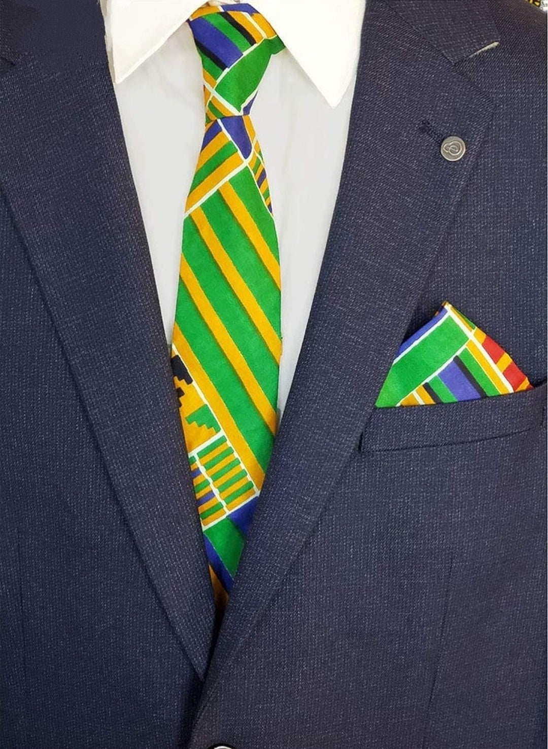 African Osei Kente necktie with a matching pocket square by Dupsie's-DP4075NT、mySite、solidvoid