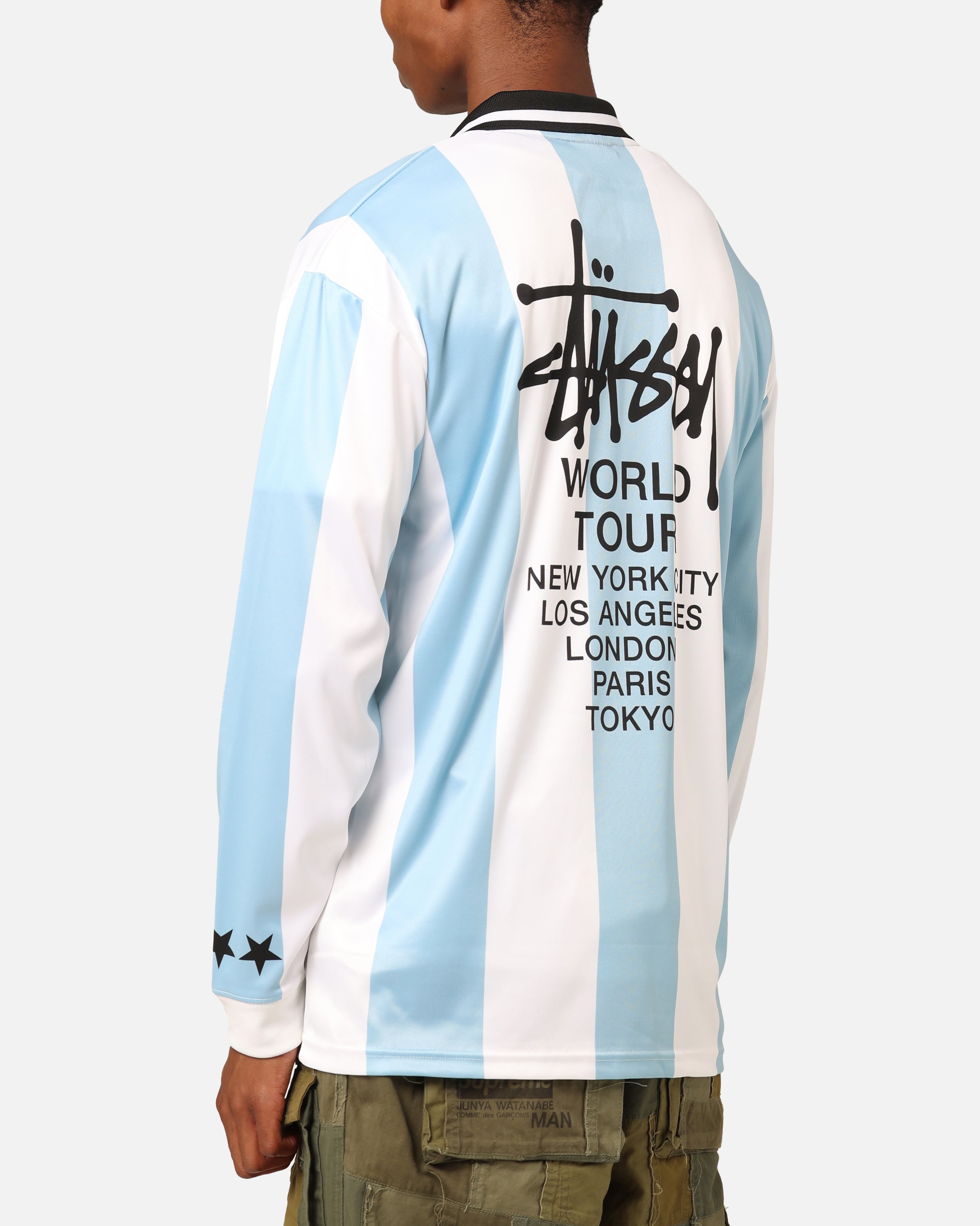 Stüssy Football Polo Long Sleeve T-Shirt Blue/White、mySite、zt4zffjzw
