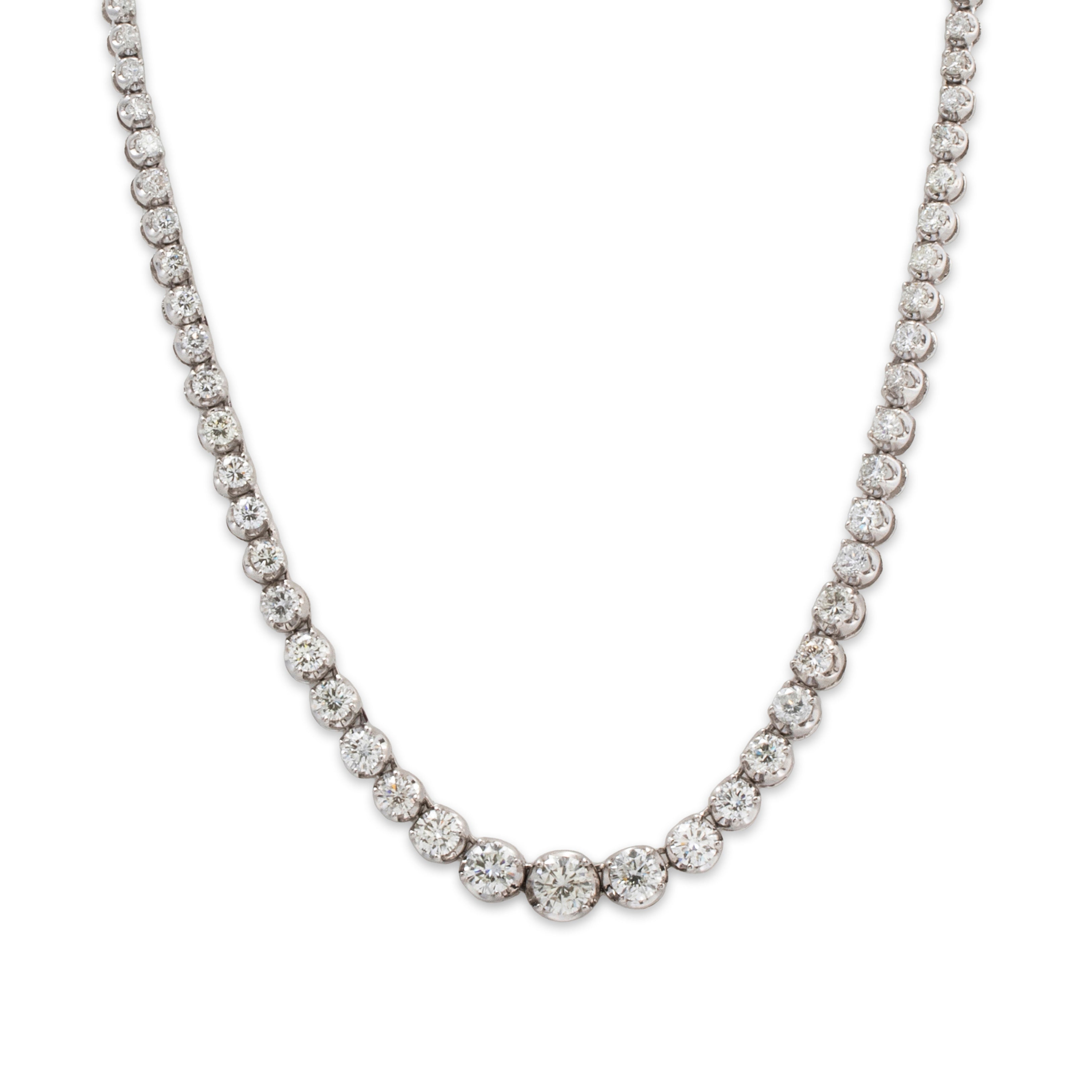 Vintage Platinum 12cttw Diamond Graduated Riviera Necklace 16、mySite、hinf8tx79