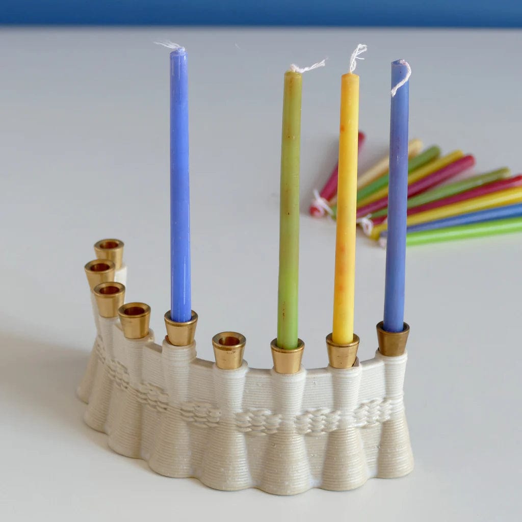 Wavy 3D Printed Clay Menorah - Natural Beige、mySite、topwebapps