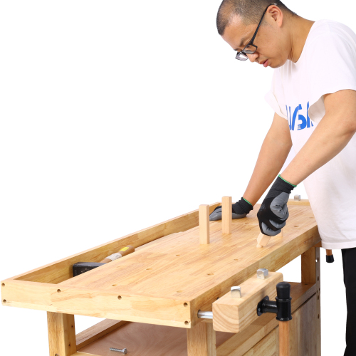 55-Inch Wood Workbench - Wooden Workbench for Garage Workshop and Home、、eastwooduniform