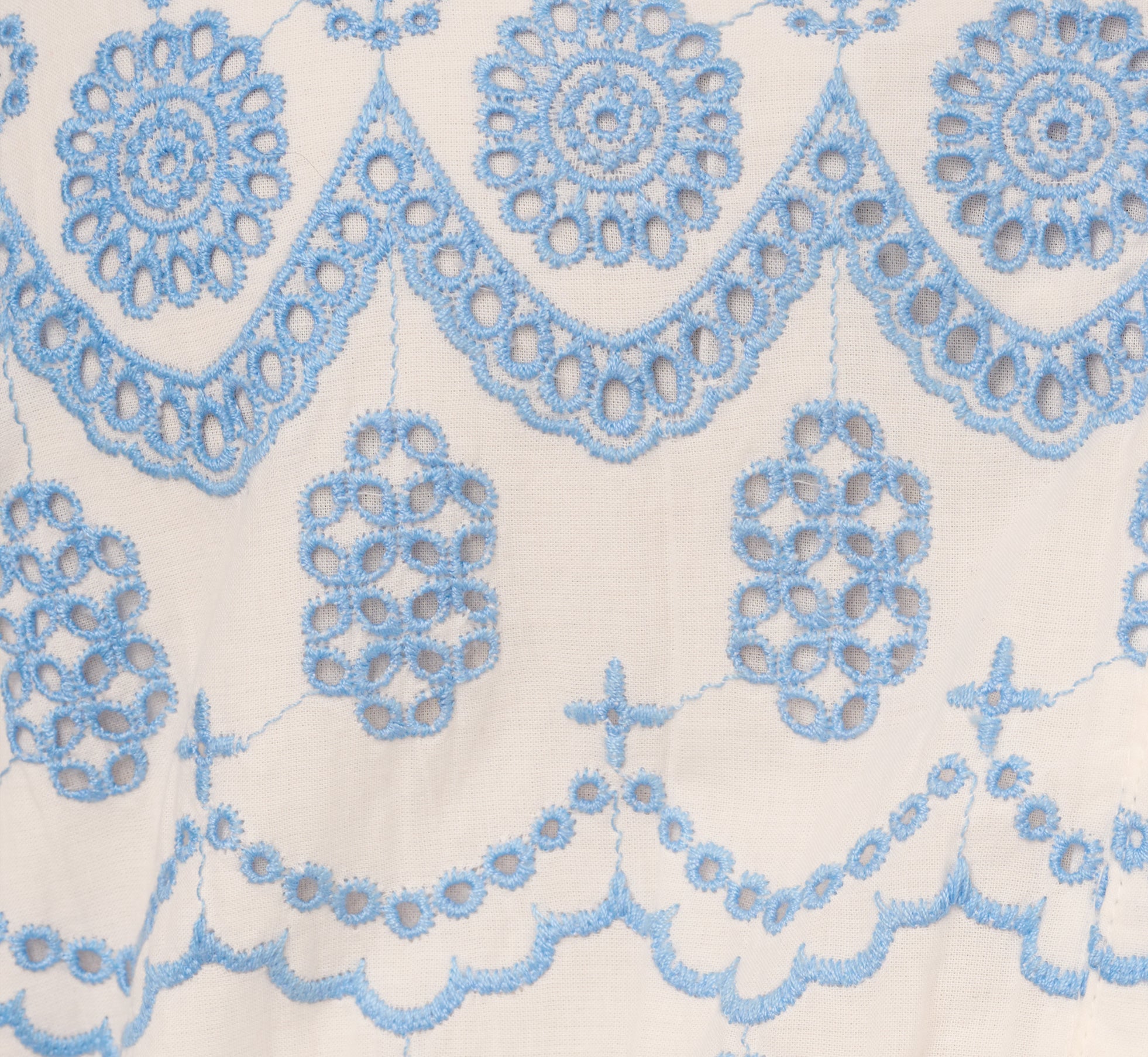 Plus Size Long Sleeve Flounce Eyelet Shirt Dress In Light Blue Ivory、mySite、solidvoid