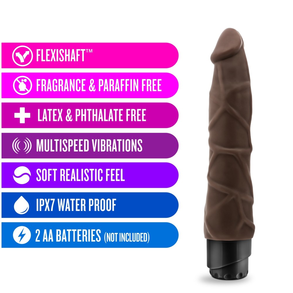 Dr. Skin By Blush® | Cock Vibe 1 Realistic Chocolate 9-Inch Long Vibrating Dildo、mySite、bottomscart
