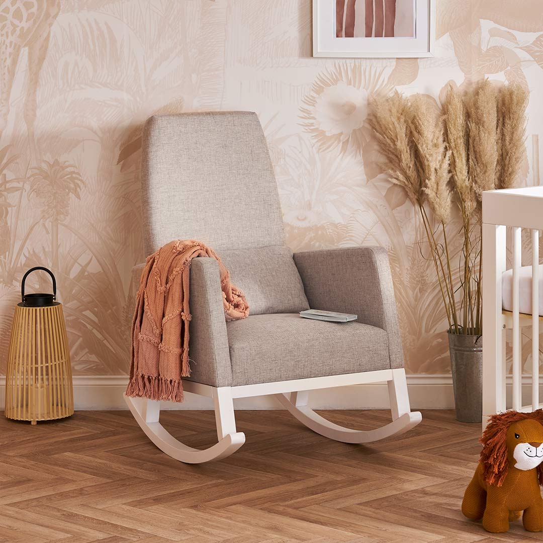  Obaby High Back Rocking Chair - White + Oatmeal、mySite、merchandisen