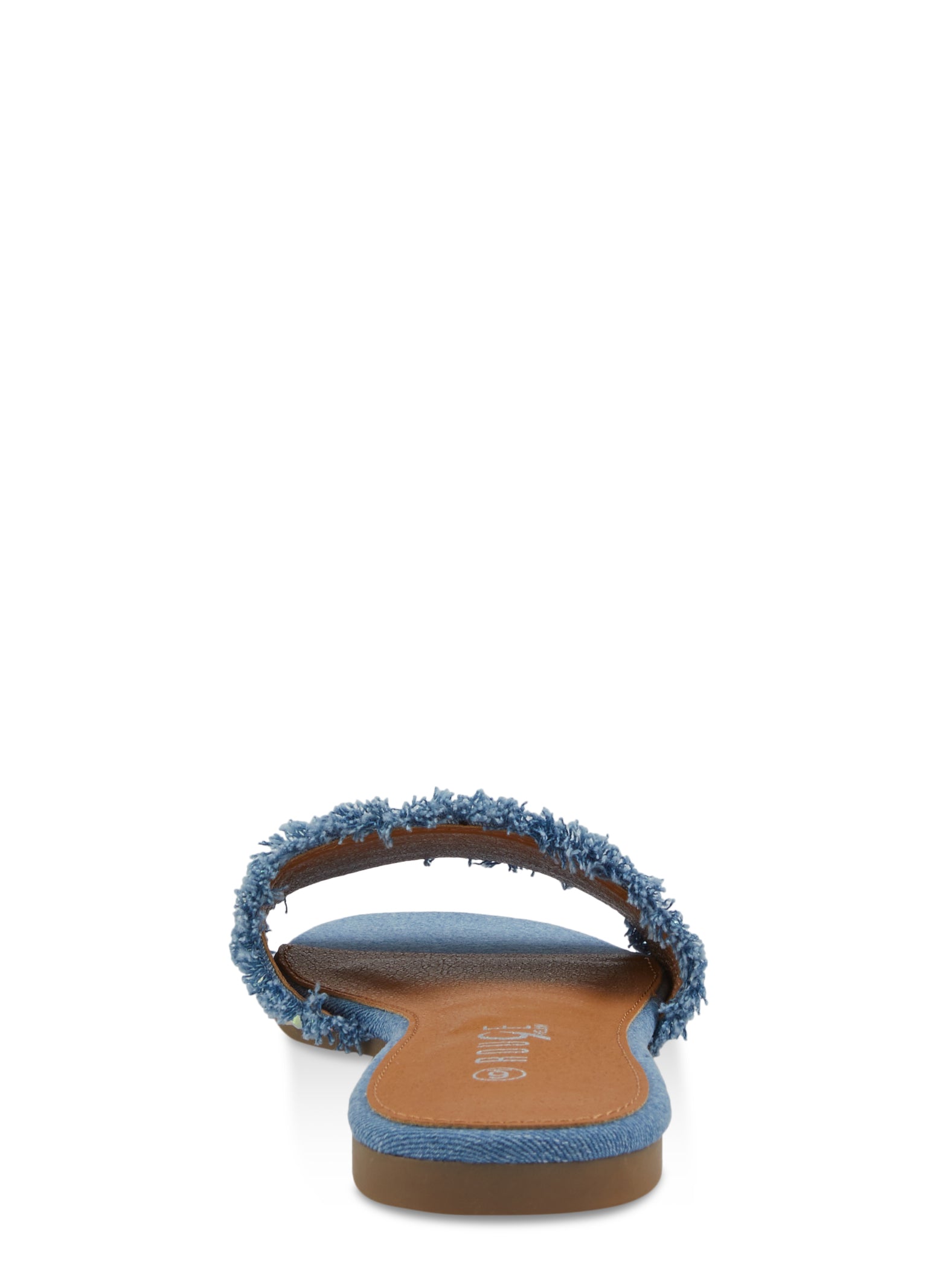 Frayed Denim Rhinestone Slide Sandals、mySite、camillekostekn