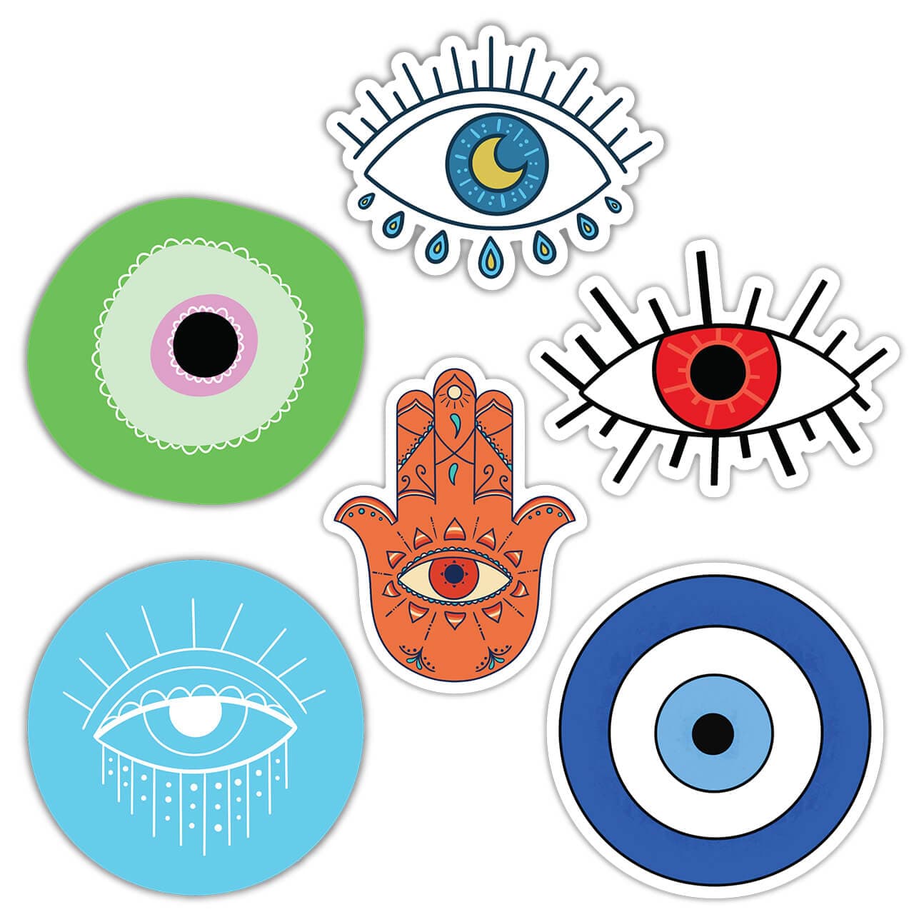  Evil Eye Stickers 6 Pack - Protection, Courage, Intelligence、mySite、ghnorth