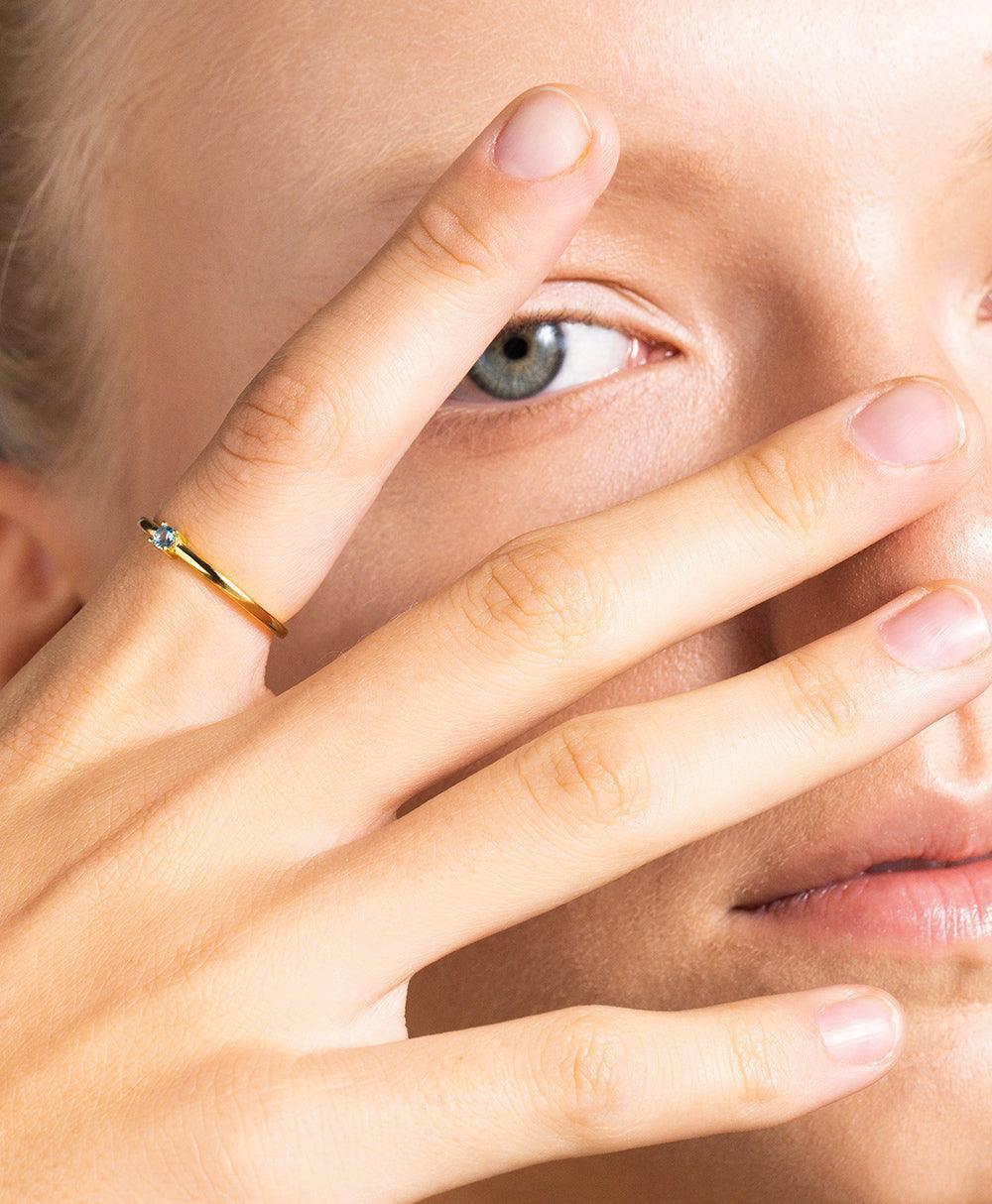  Rosa Ring Blue 18ct Gold Plated