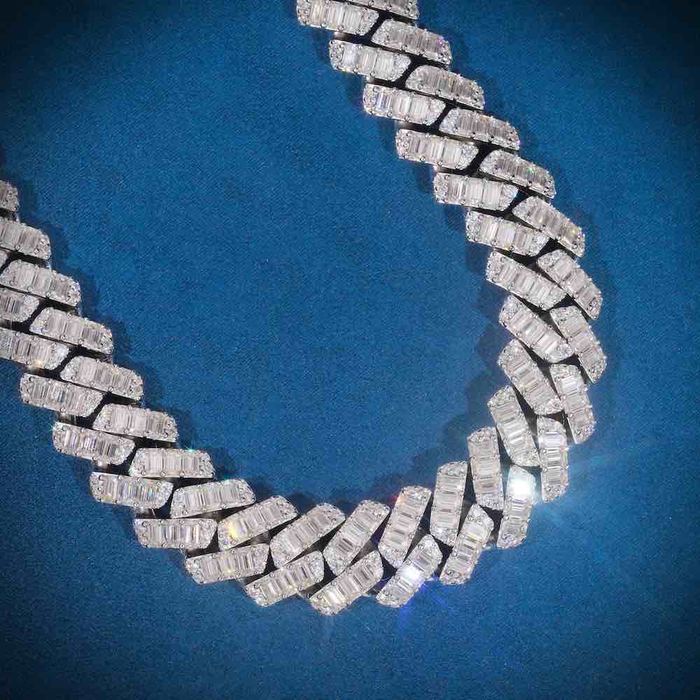CUSTOM CLASP 20MM Emerald Cut Moissanite Cuban Link Chain 14k Gold、mySite、hinf8tx79