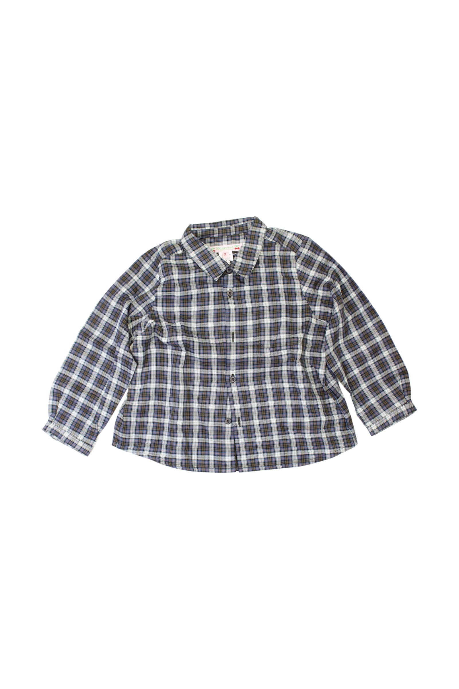 Bonpoint Checkered Long Sleeve Shirt - Size 2T、mySite、g9winljtr
