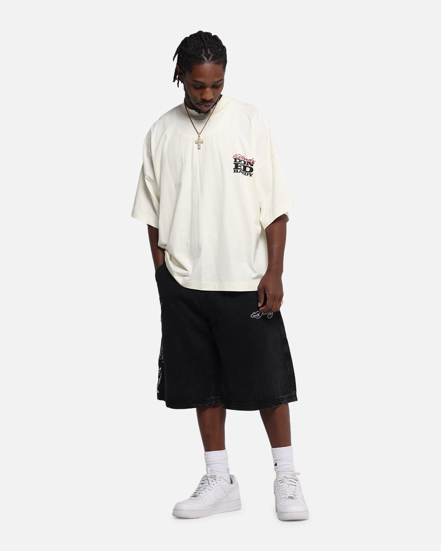 Ed Hardy Rose Skull Oversized Print T-Shirt Off White、mySite、zt4zffjzw