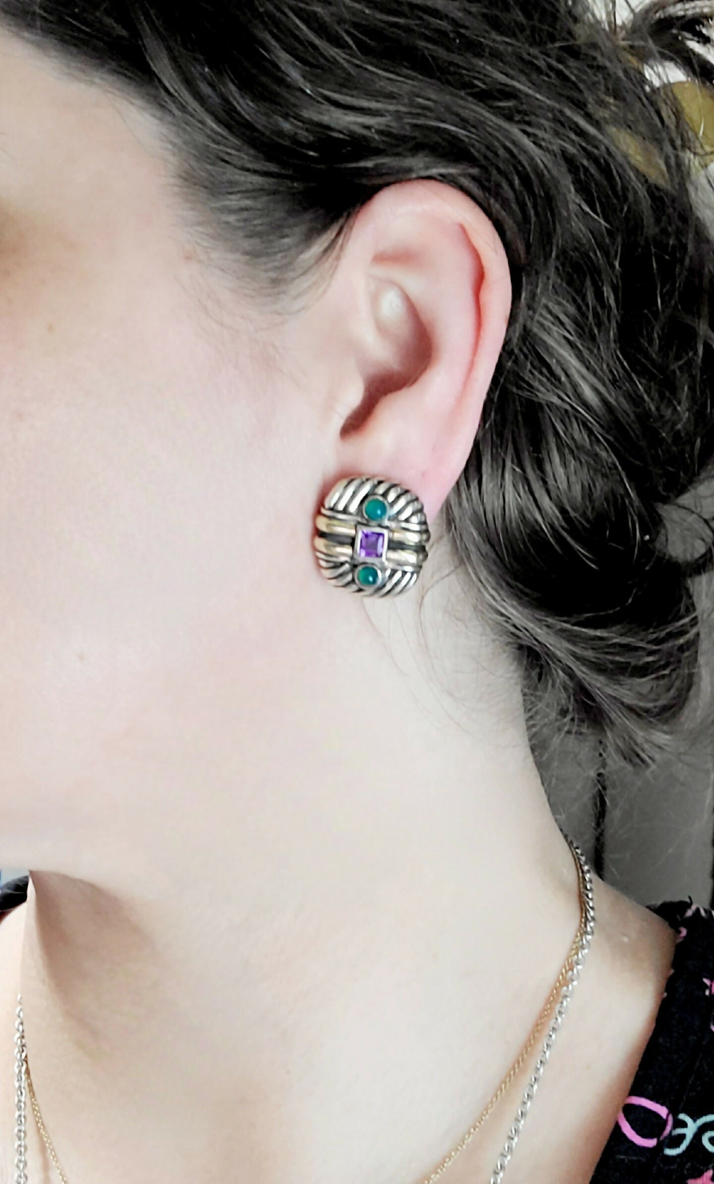 David Yurman Renaissance Earrings 鈥?Amethyst & Green Onyx、mySite、hinf8tx79