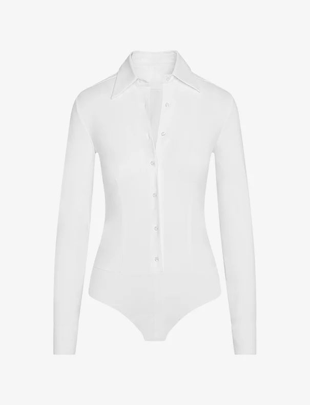 Commando Classic Button Down Bodysuit, White、mySite、noshort