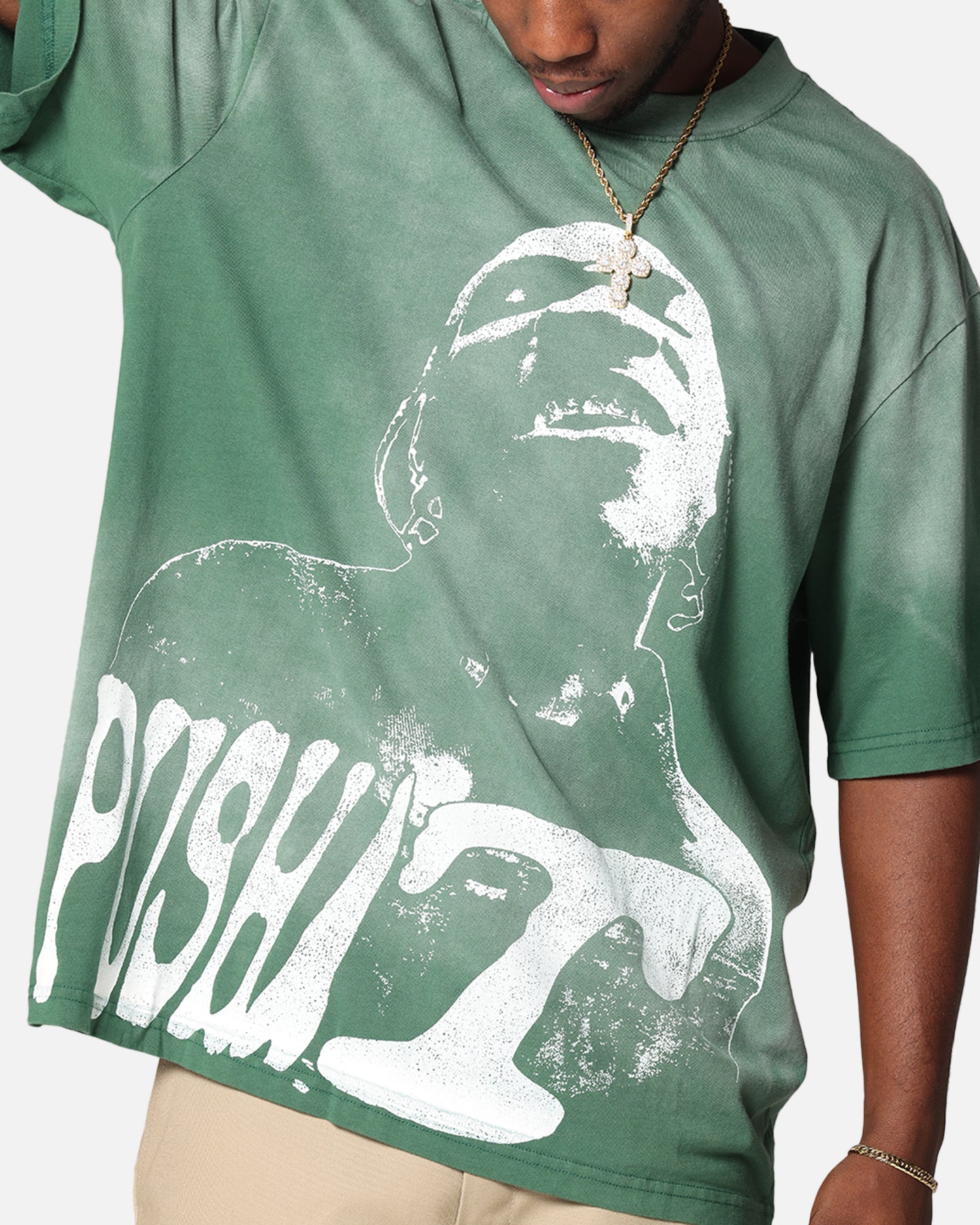 Pusha T Pusha T Hem Vintage T-Shirt Washed Green、mySite、zt4zffjzw