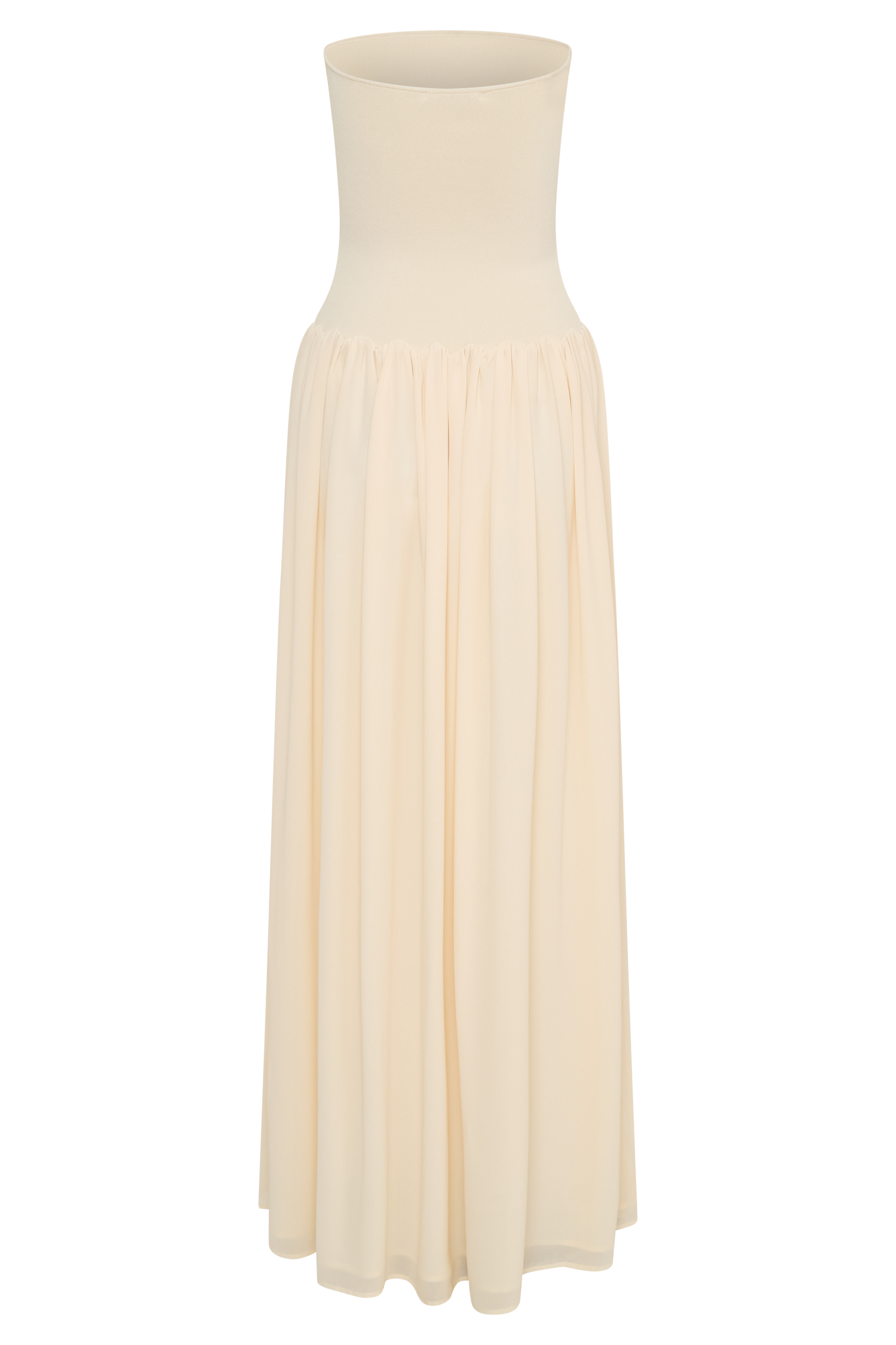 Lyanna Knit And Chiffon Strapless Maxi Dress - Cream、mySite、solidvoid