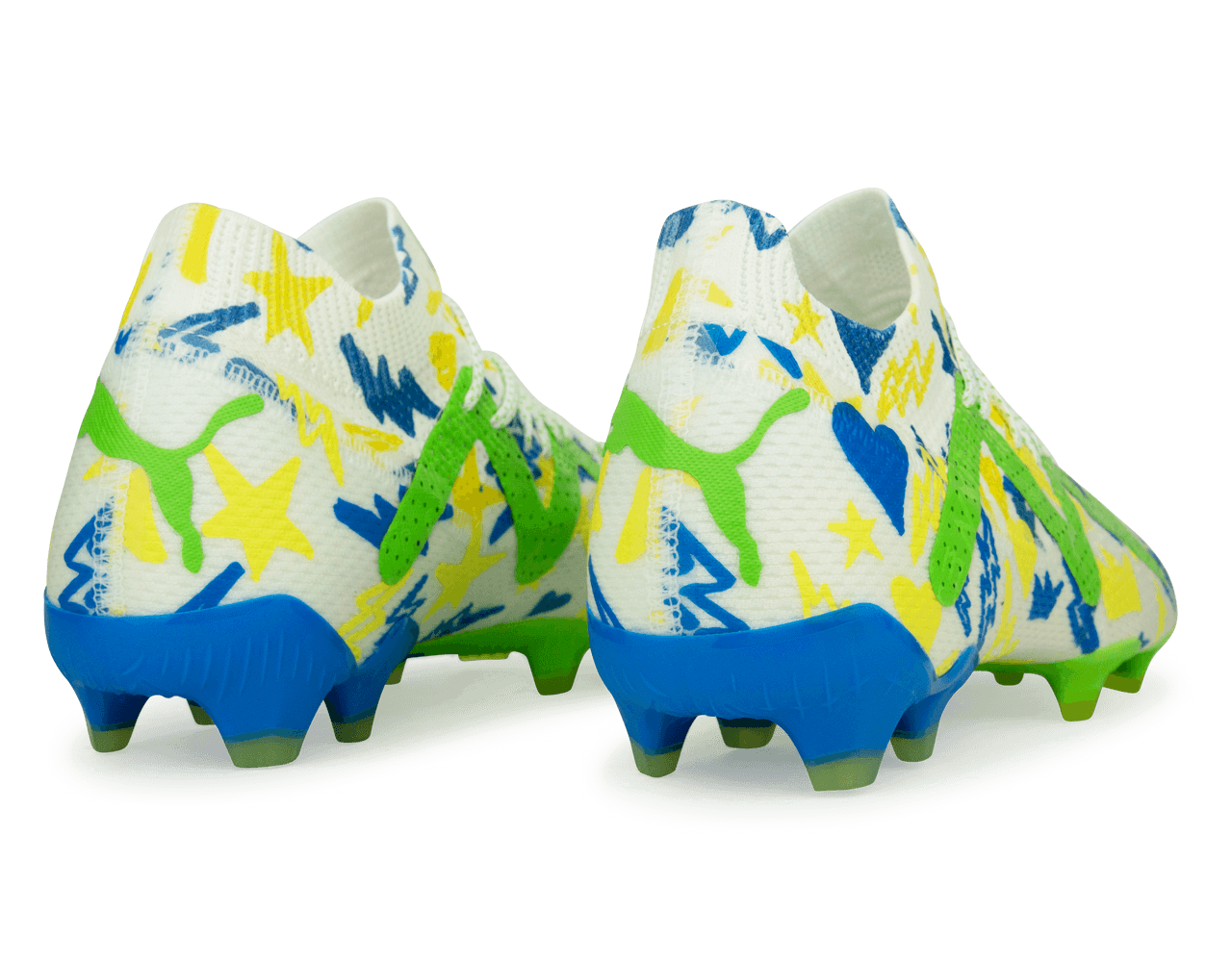 PUMA Men's Future Ultimate x Neymar FG/AG White/Blue/Lemon、mySite、noshort
