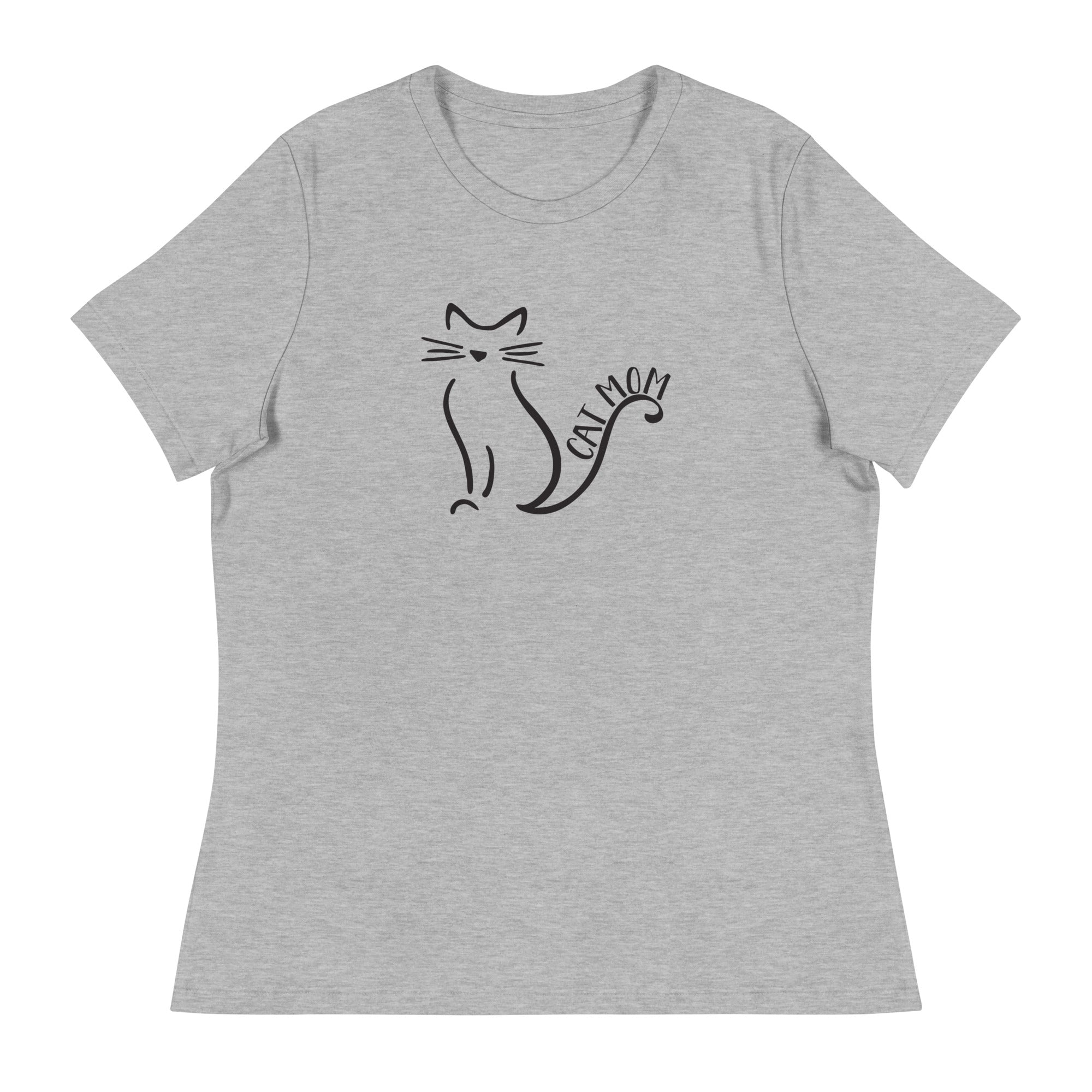 Cat Mom Outlined Women's Relaxed T-Shirt、mySite、camillekostekn