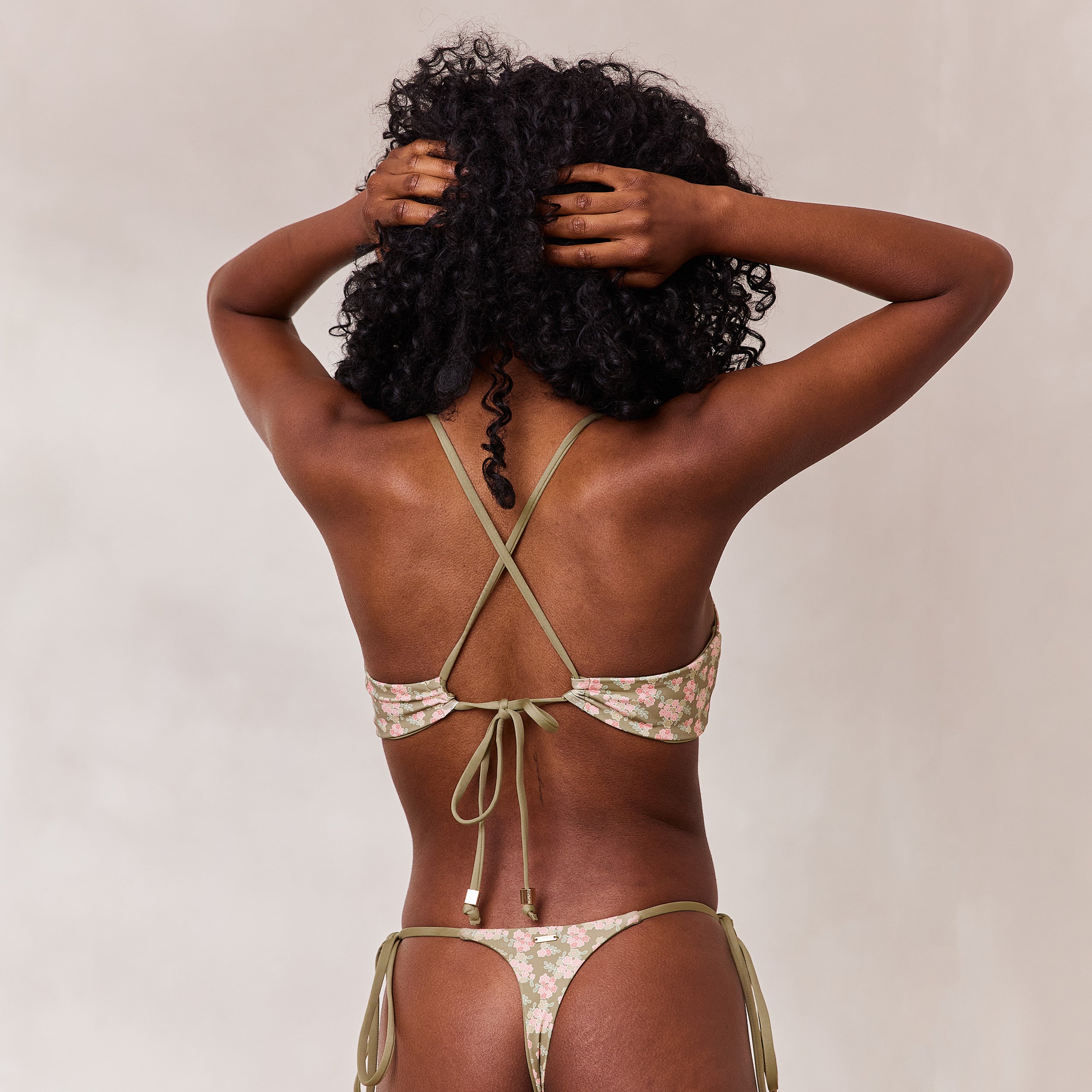 Reversible Bralette Bikini Top - Green/Floral、mySite、bengalsvssteelers