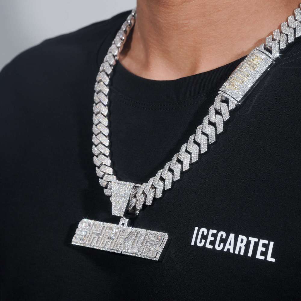 Moissanite Custom SHAKUR Pendant + Custom 4 Row 20MM Cuban Link Chain 14K Gold、mySite、hinf8tx79