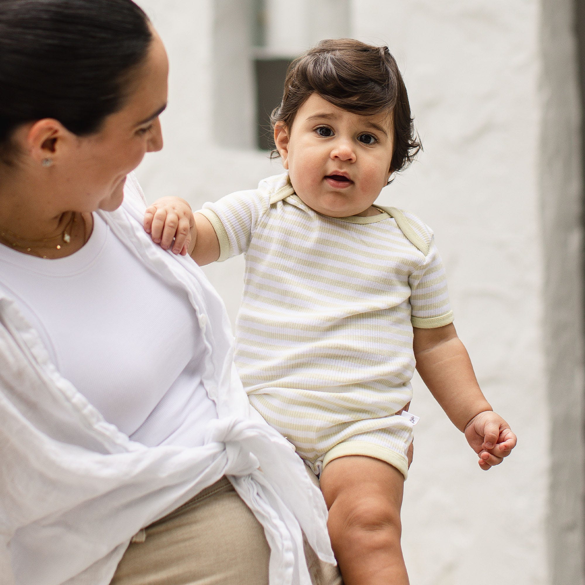  Rib Stripe Organic Cotton Baby Romper、mySite、layawaytickets