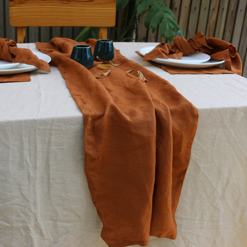 Pure Linen Table Runners | Cinnamon Brown、mySite、camillekostekn