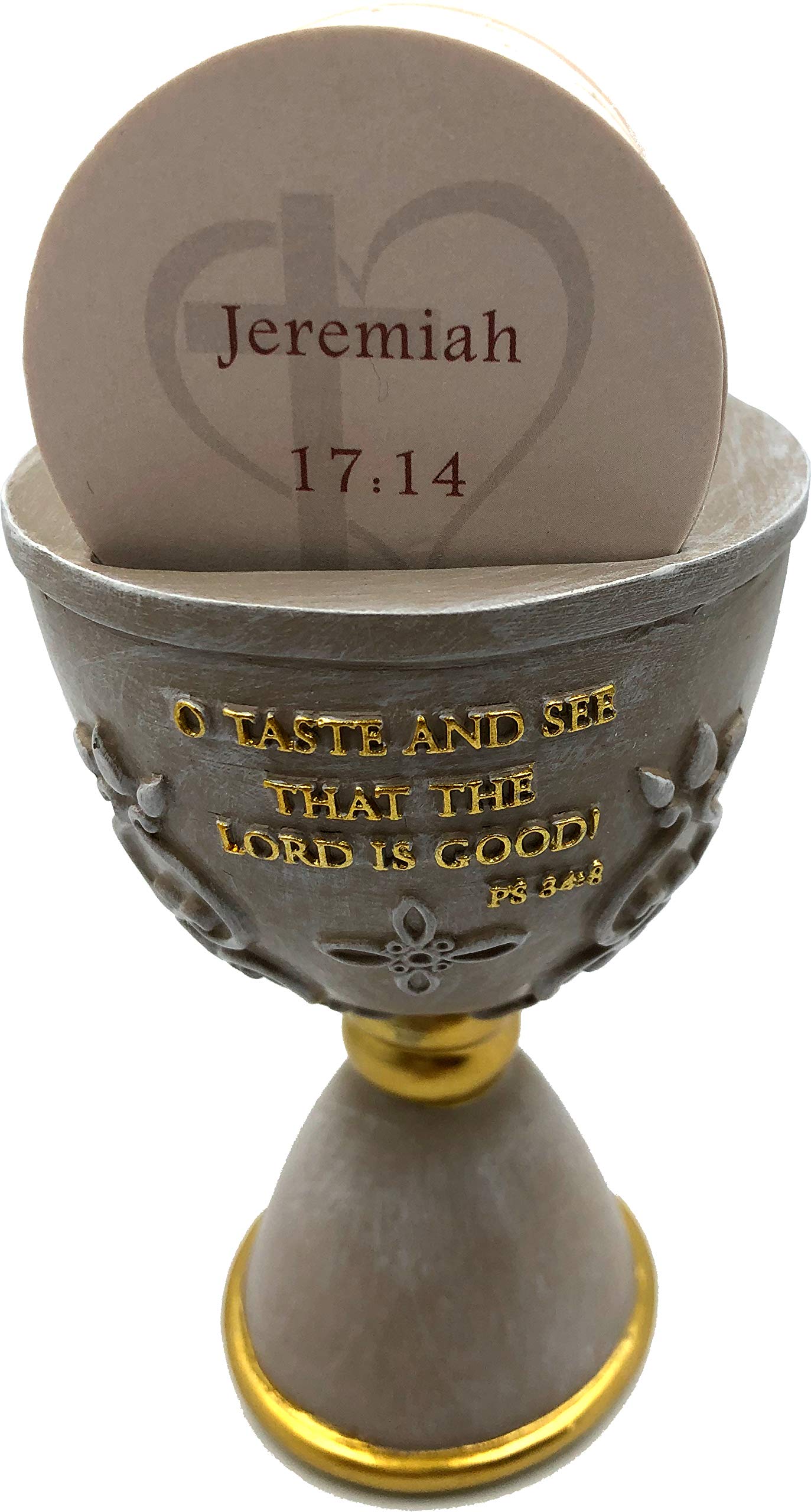 Holy Land Market Stone Communion Cup / Chalice and Hosts with 150 Different Biblical Verses ( 6 Inches high ) - Vintage Antique、mySite、topwebapps