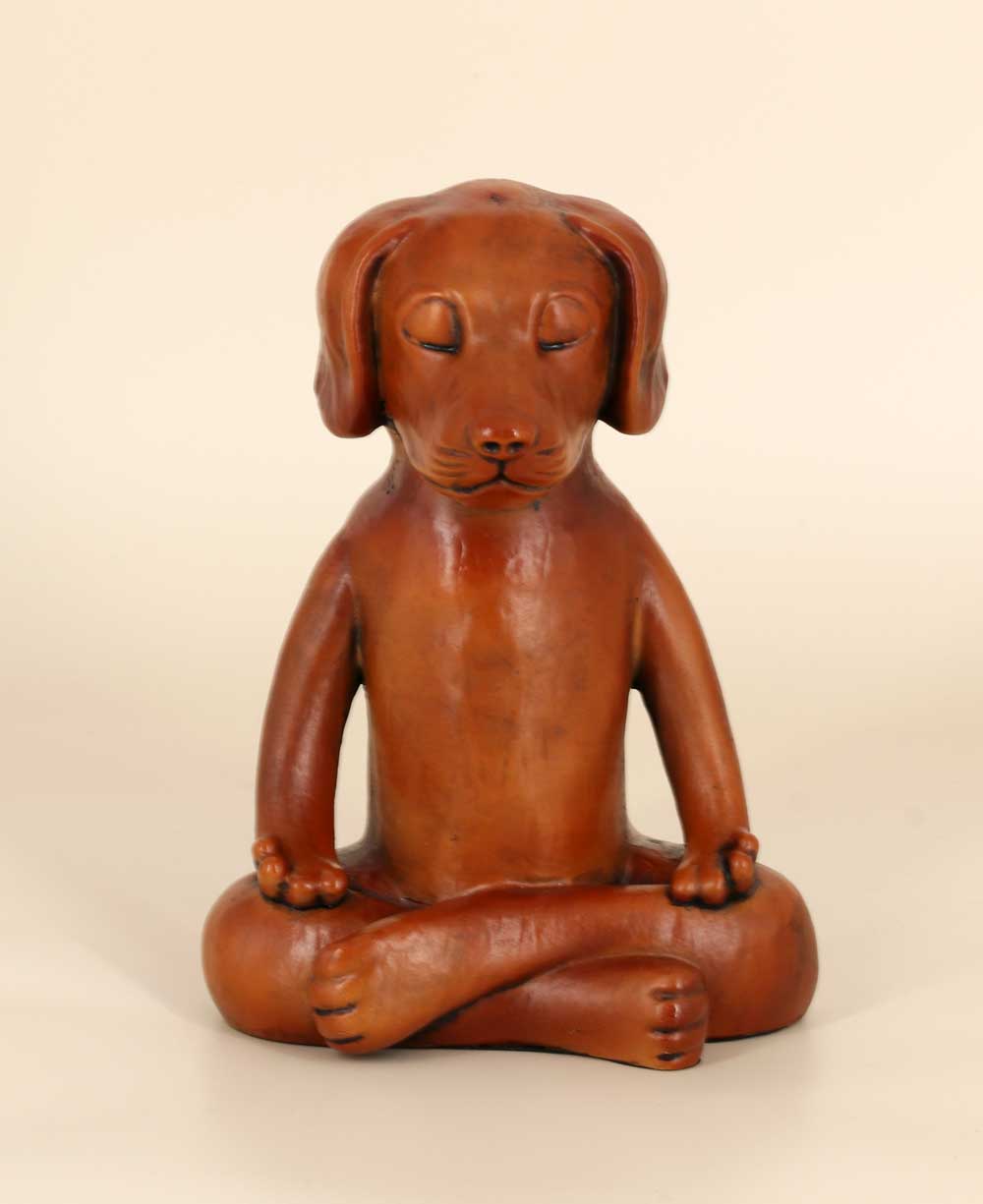 Meditating Dog Statue in Rich Mahogany Tone、mySite、topwebapps