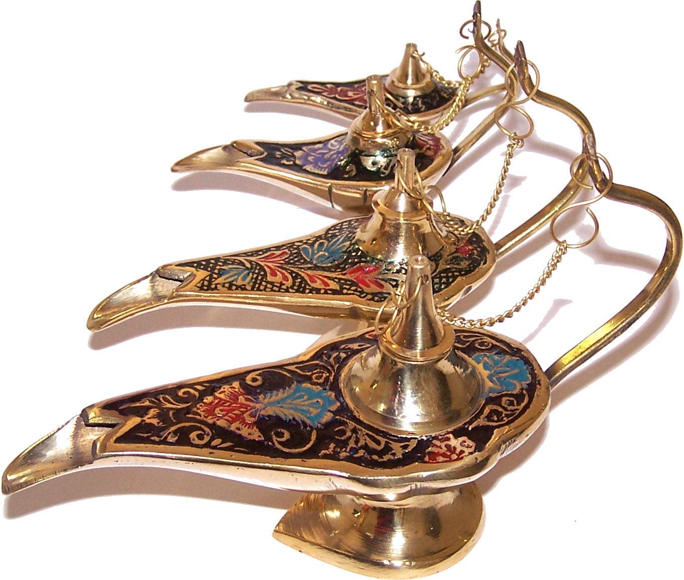 Holy Land Market Brass Aladdin Style Oil Lamps - Set of 4、mySite、topwebapps