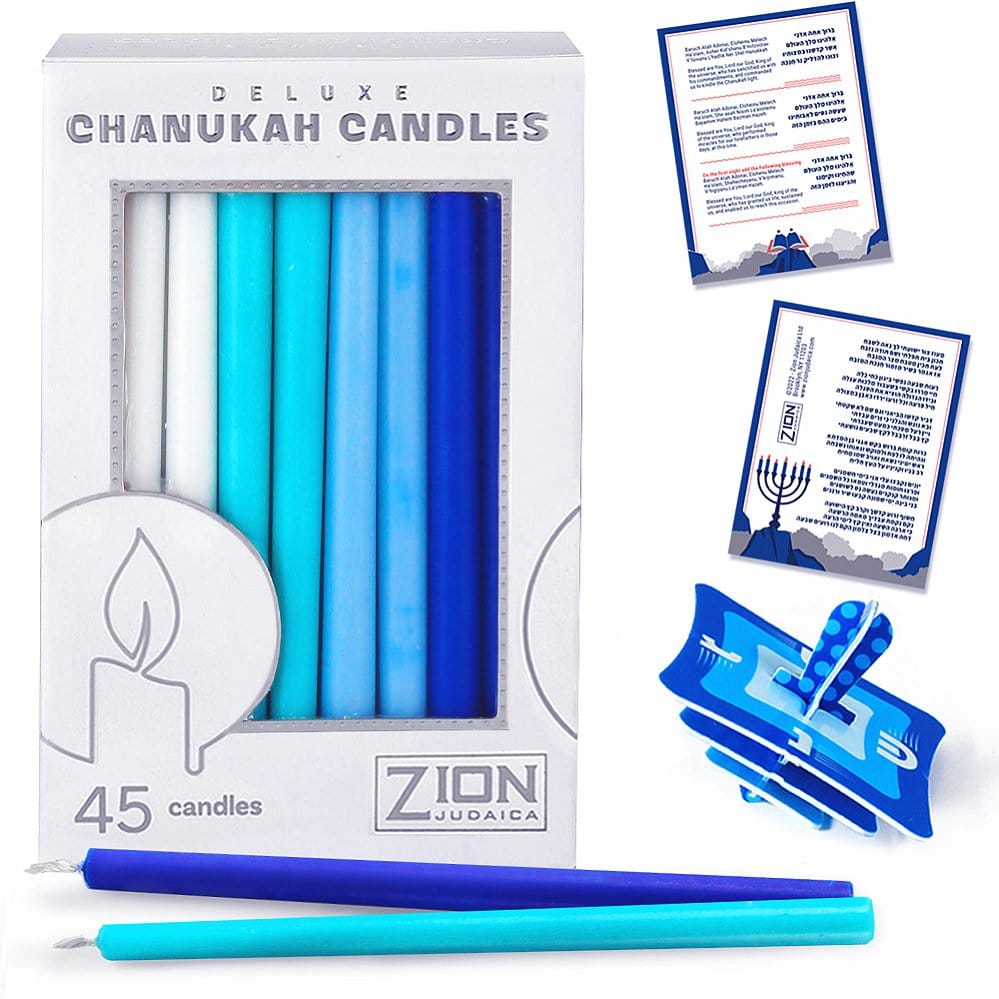 Deluxe Tapered Hanukkah Candles - Multi-Blue and White、mySite、topwebapps