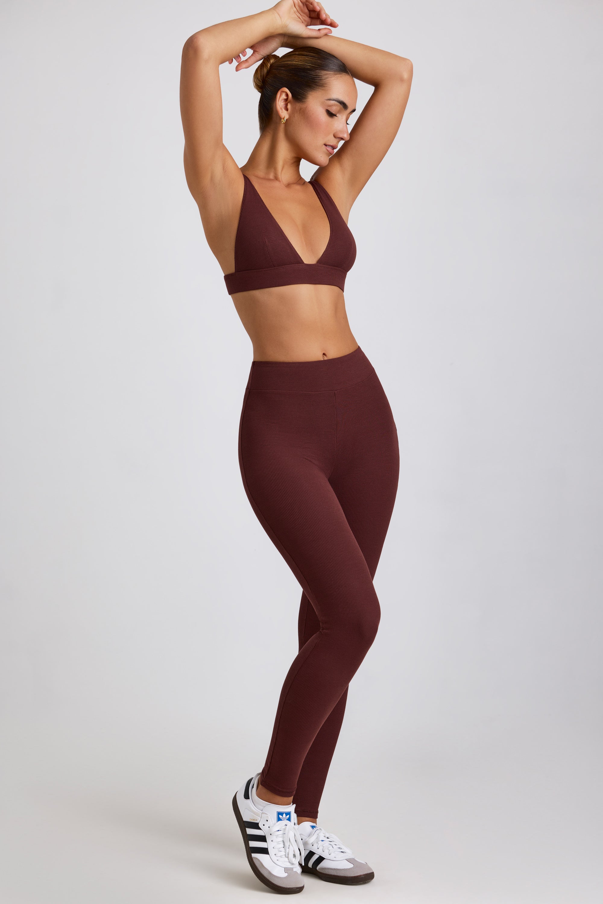 Ribbed Modal High Waist Leggings in Espresso、mySite、solidvoid