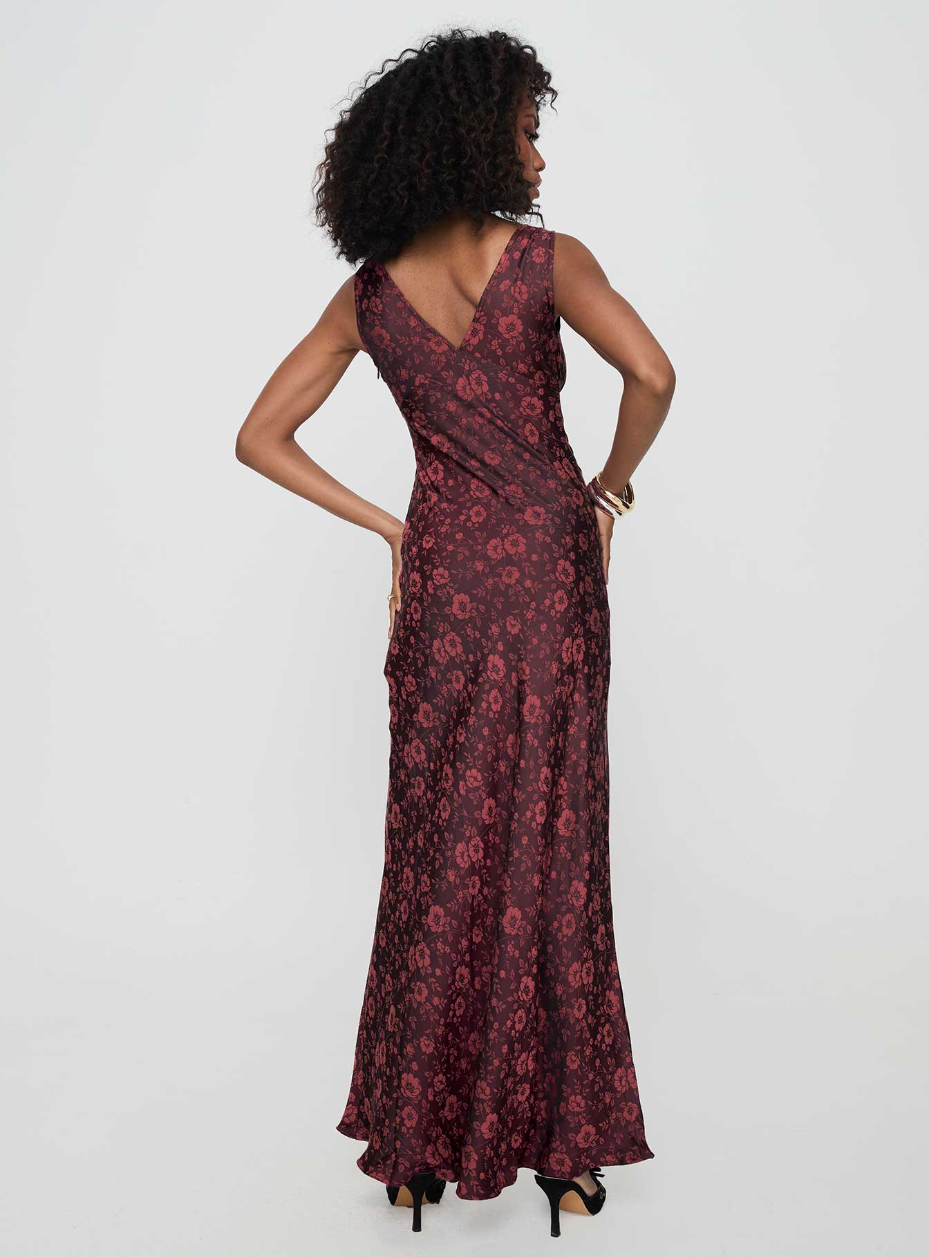 Nell Jacquard Maxi Dress Burgundy、mySite、solidvoid