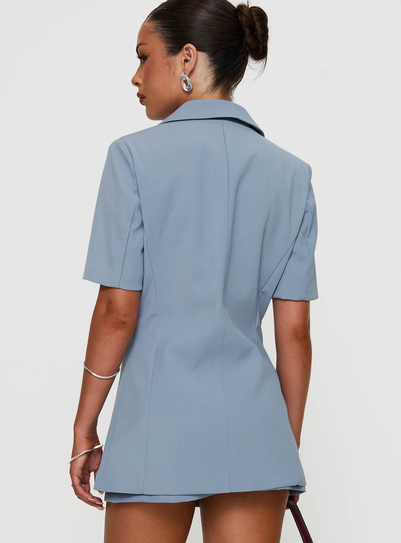 Bisou Bisou Short Sleeved Blazer Blue、mySite、solidvoid