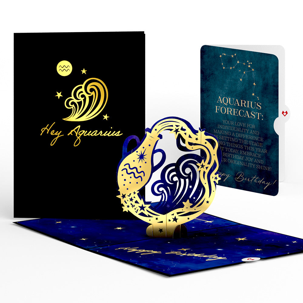 Aquarius Zodiac Birthday Pop-Up Card and Sentiment Set、mySite、solidvoid