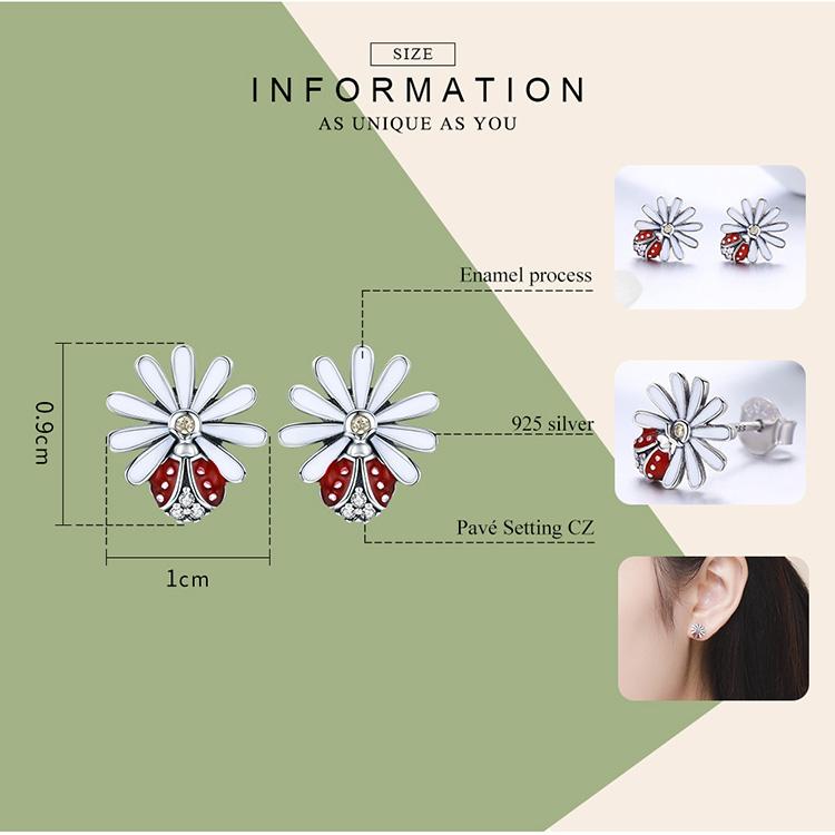 Ladybug on a Daisy Sterling Silver Ring, Earrings, Charm、mySite、g9winljtr