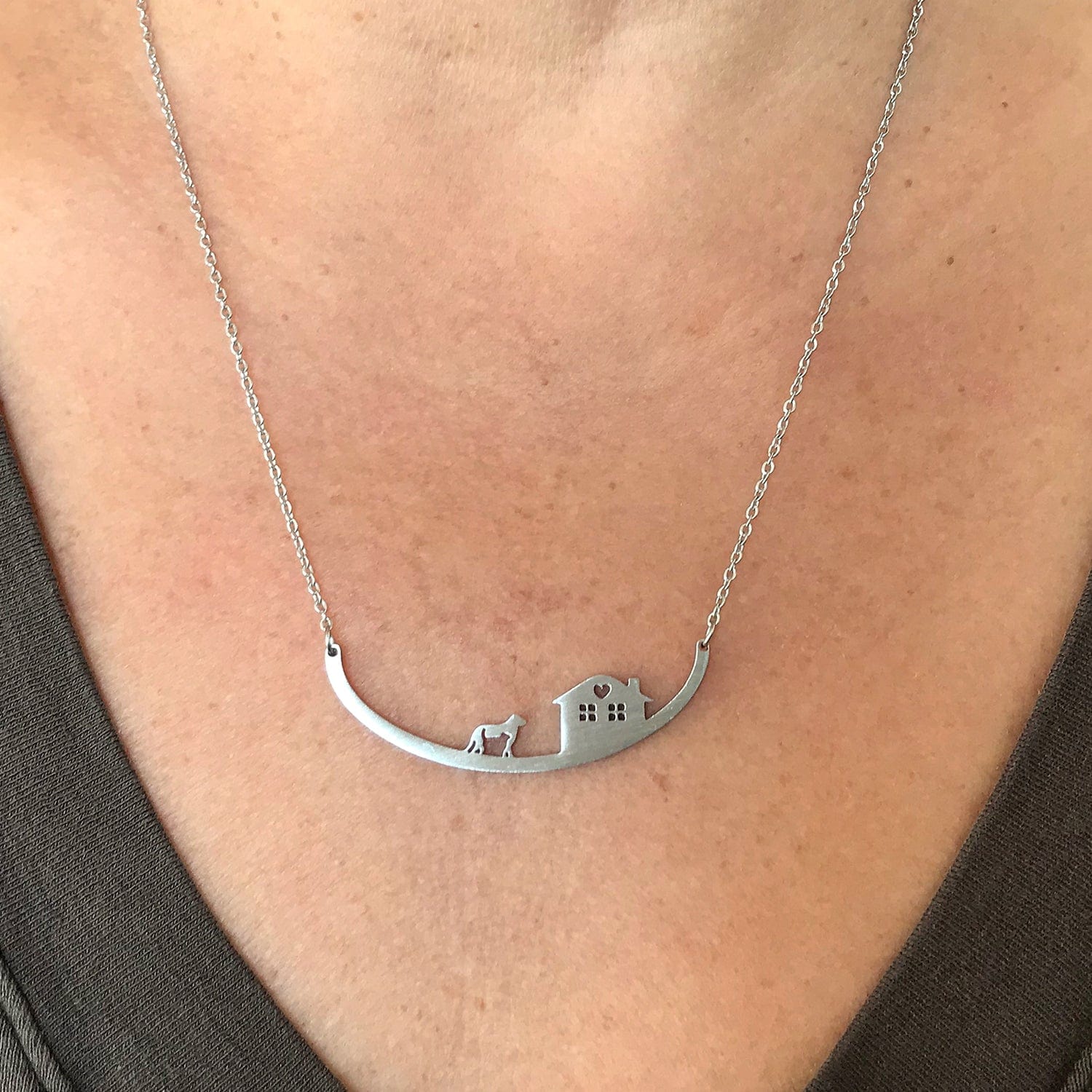 Pet Lover's Picks: Dogs and Cats Stainless Steel Made in the USA Bar Necklaces*、mySite、g9winljtr