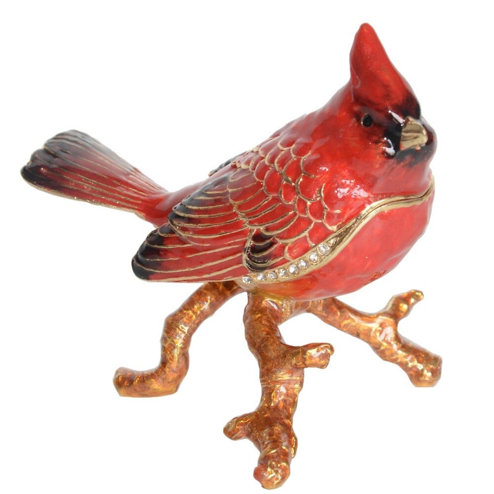 Red Cardinal Pewter Jewelry Trinket Box with Rhinestone Crystal Embellishment、mySite、g9winljtr