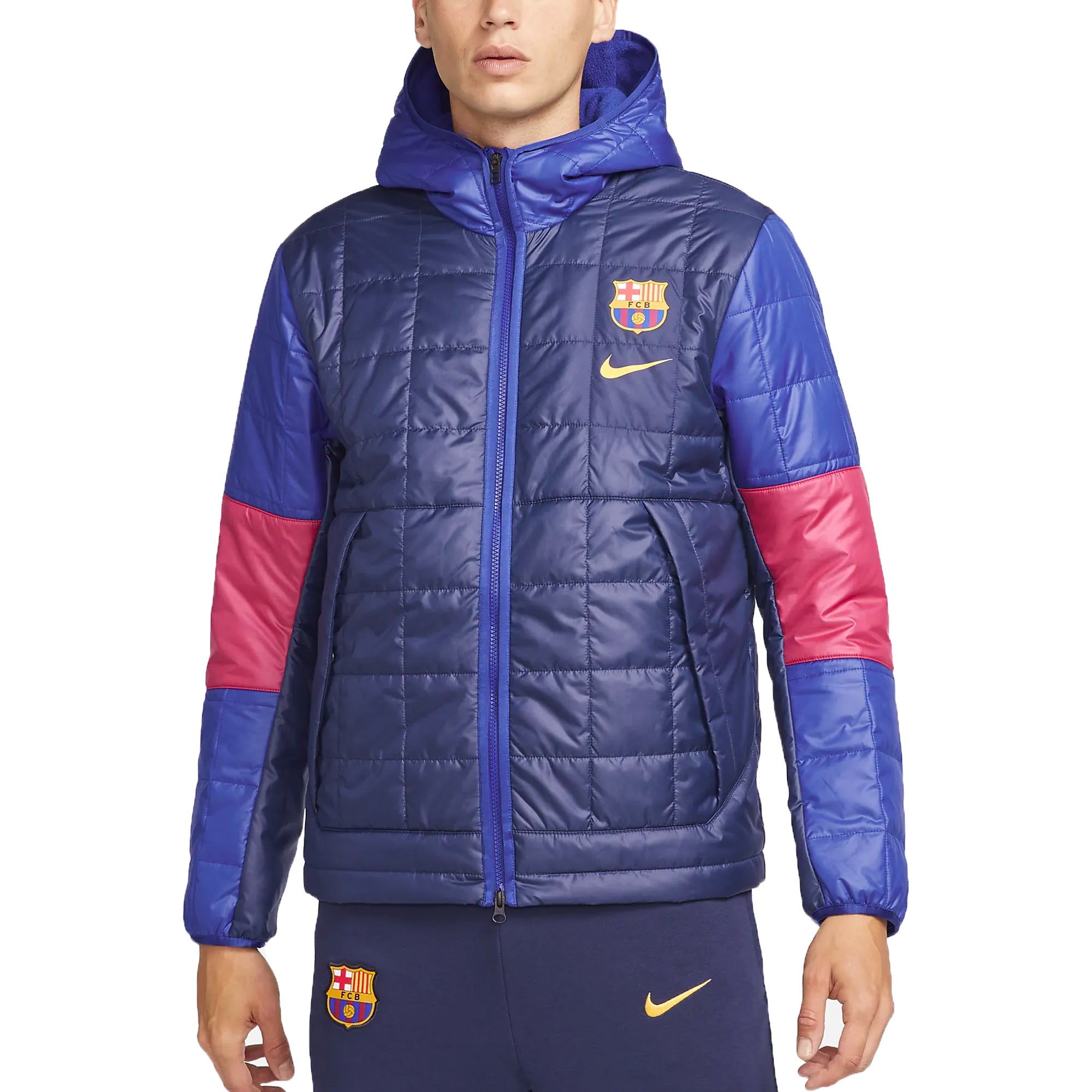 Nike Men's FC Barcelona Synthetic Fleece Full Zip Jacket 21/22 Blue/Red、mySite、bottomscart