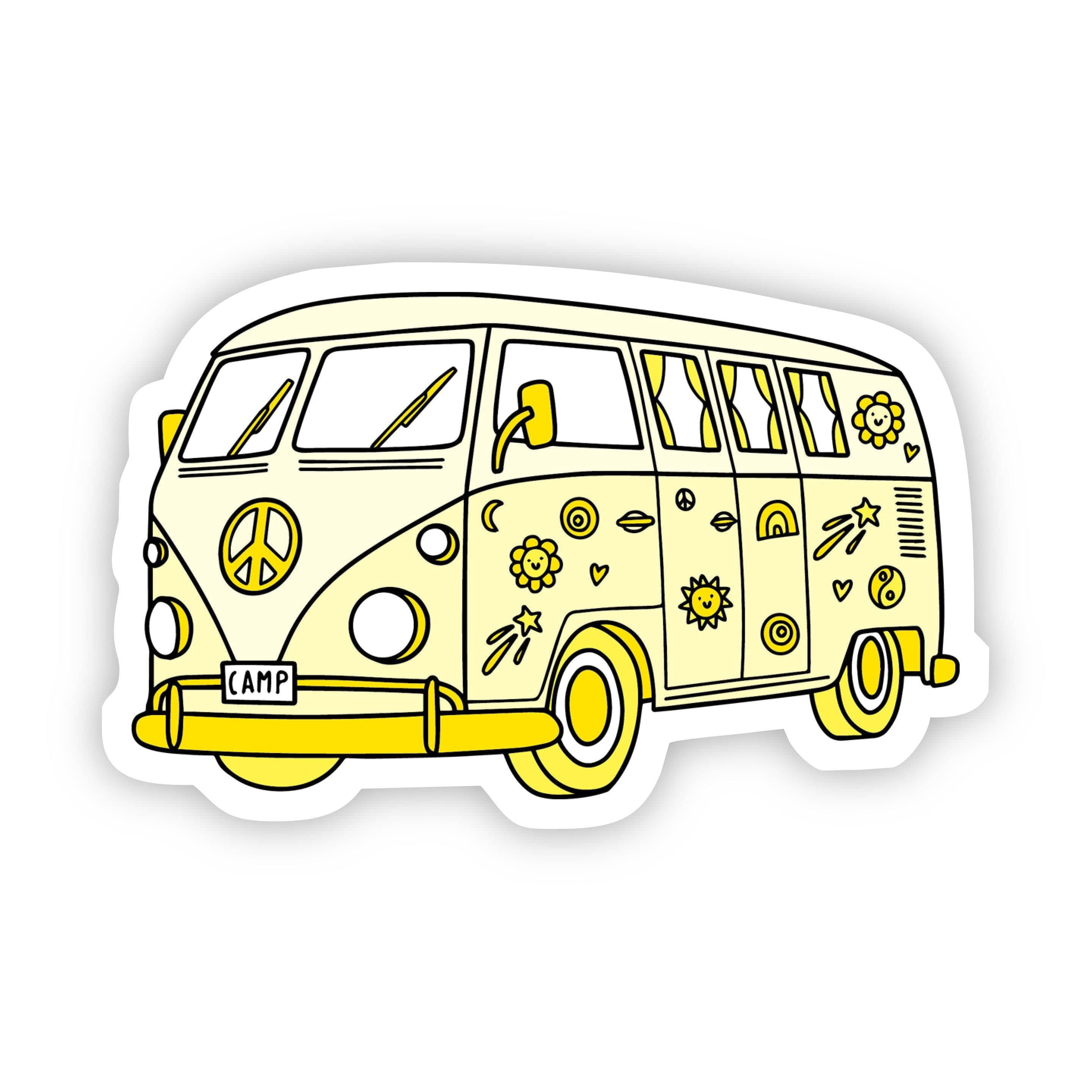  Yellow Hippie Van Aesthetic Sticker、mySite、elrpsem3k