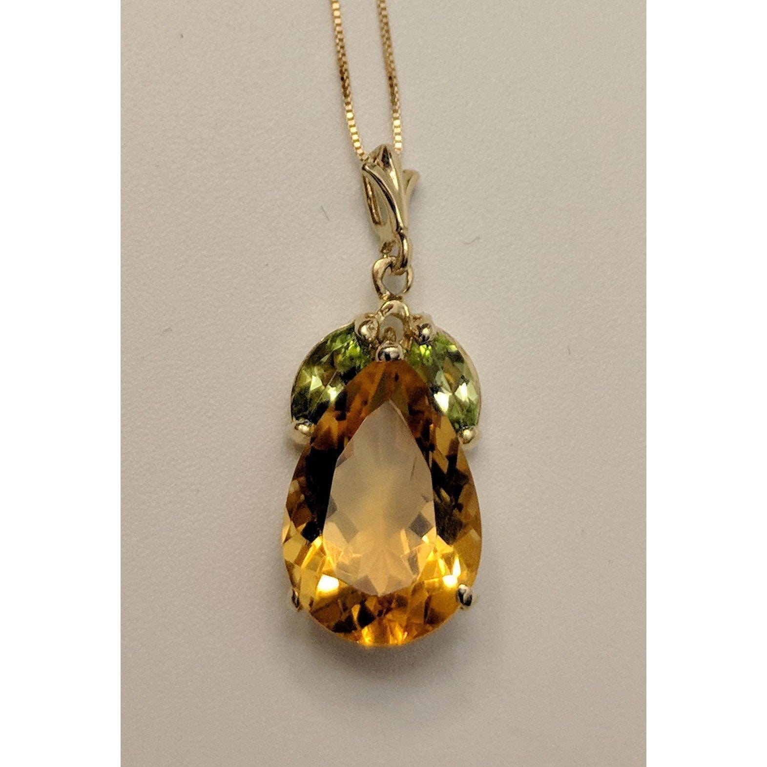 Sparkling 6.5ctw Citrine and Peridot Necklace in 14K Gold、mySite、g9winljtr