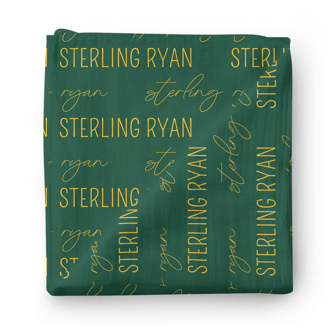  Personalized Bear Green Baby Name Swaddle Blanket - Block & Script、mySite、layawaytickets