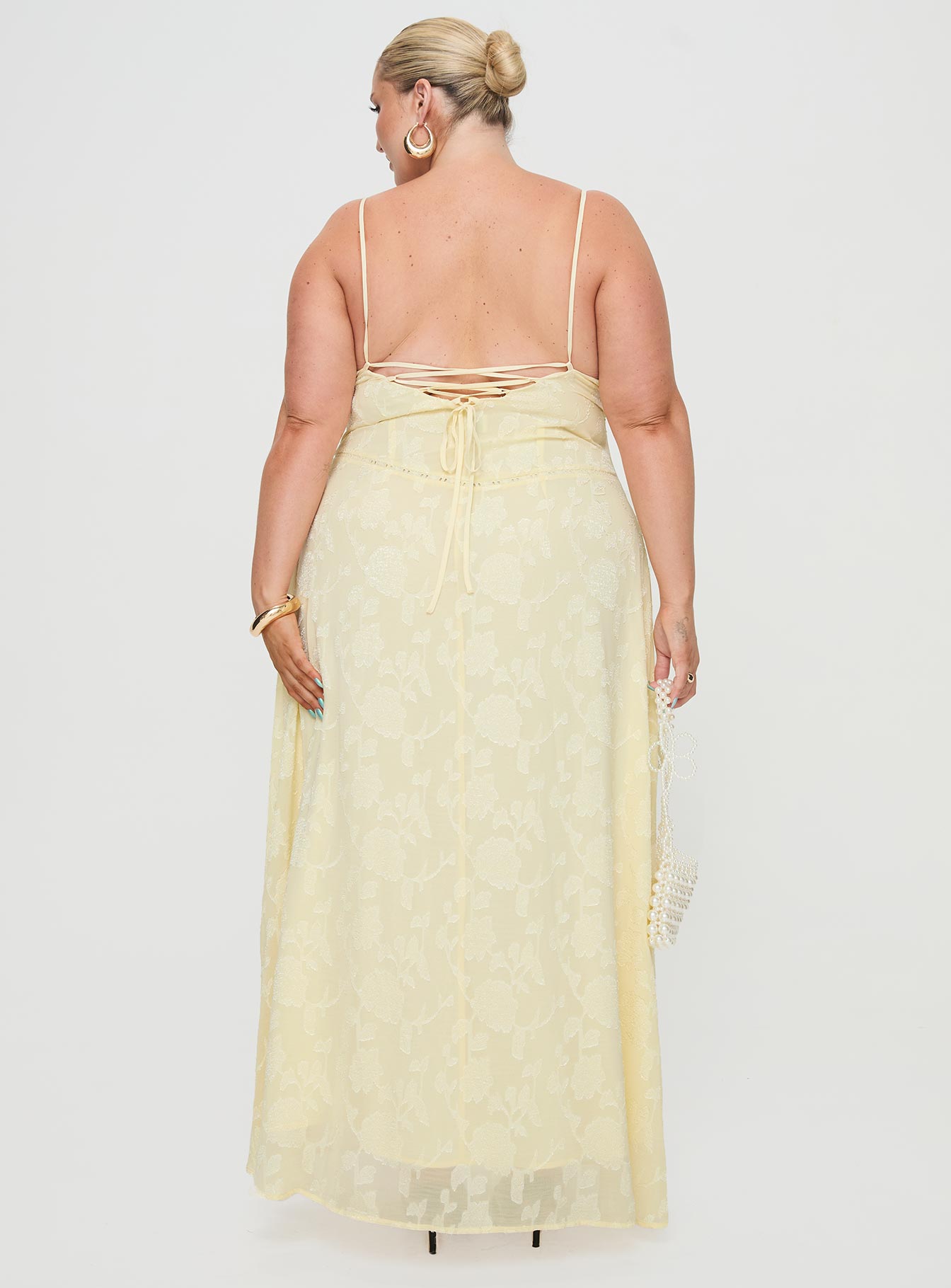 South Of France Maxi Dress Yellow Curve、mySite、solidvoid