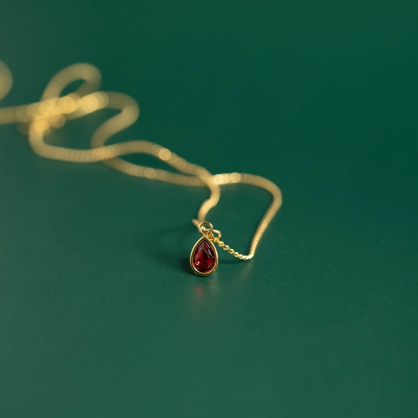 18K Gold PVD Teardrop Birthstone Charm / PDL0263、mySite、dreamappss