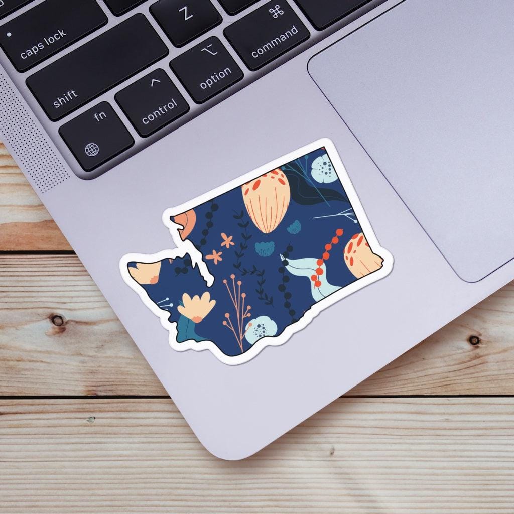  Washington Blue Floral Abstract Sticker、mySite、ghnorth