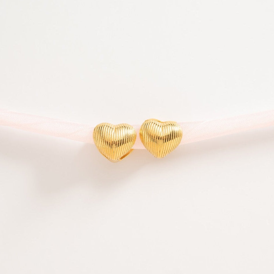 18K Gold PVD Stainless Steel Heart Huggie Earrings / ERJ0065、mySite、dreamappss