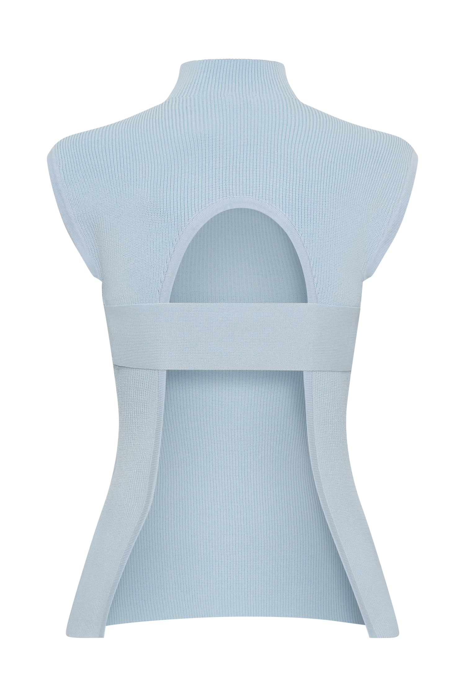 Maxine Knit Open Back Top - Light Blue、mySite、solidvoid