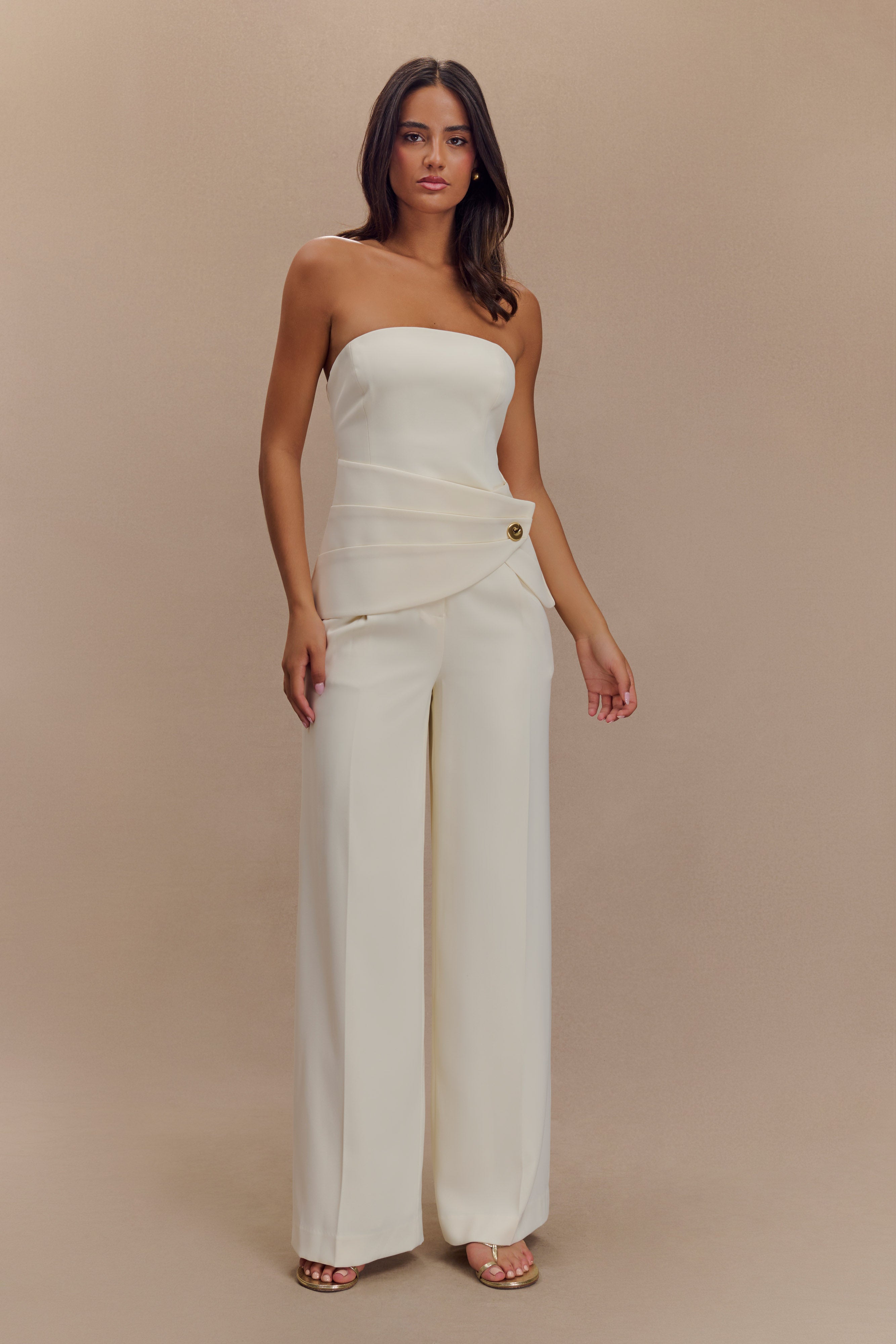Faith Suiting Wide Leg Pant - Ivory、mySite、solidvoid