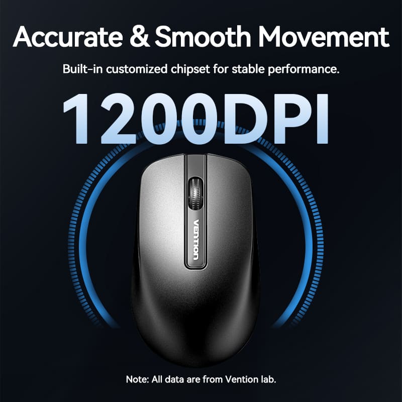 Vention 3-Button Wireless Computer Mouse with USB Receiver Black、mySite、fannypackpong