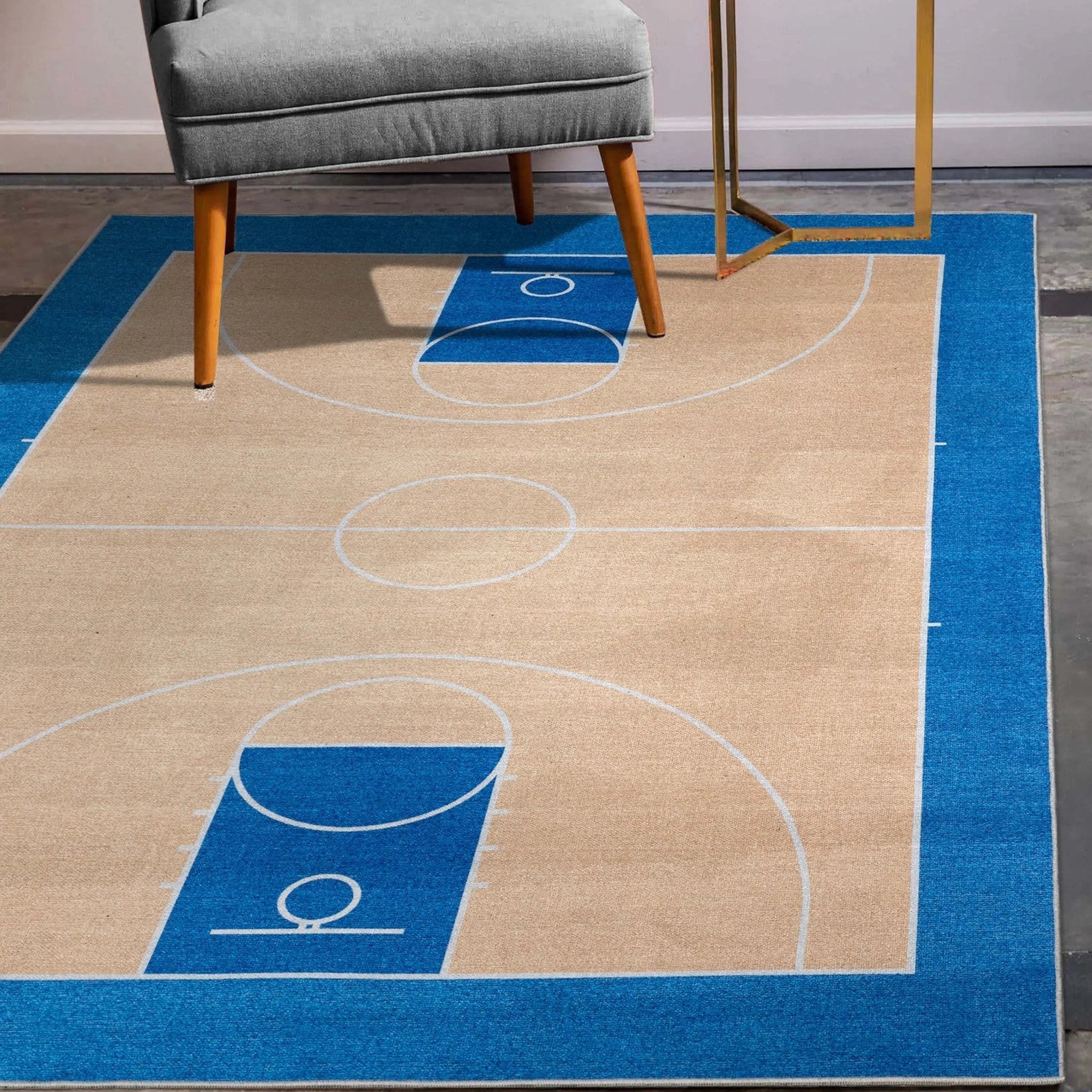 Apollo Basketball Tan Blue Flat-Weave Rug、mySite、gigharbornorthrealestate